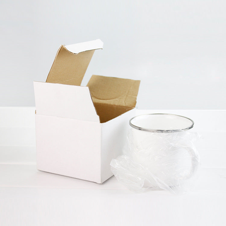 Stainless Steel Enamel Mug with Edge Coating 375ML White Kitchen Drinkware