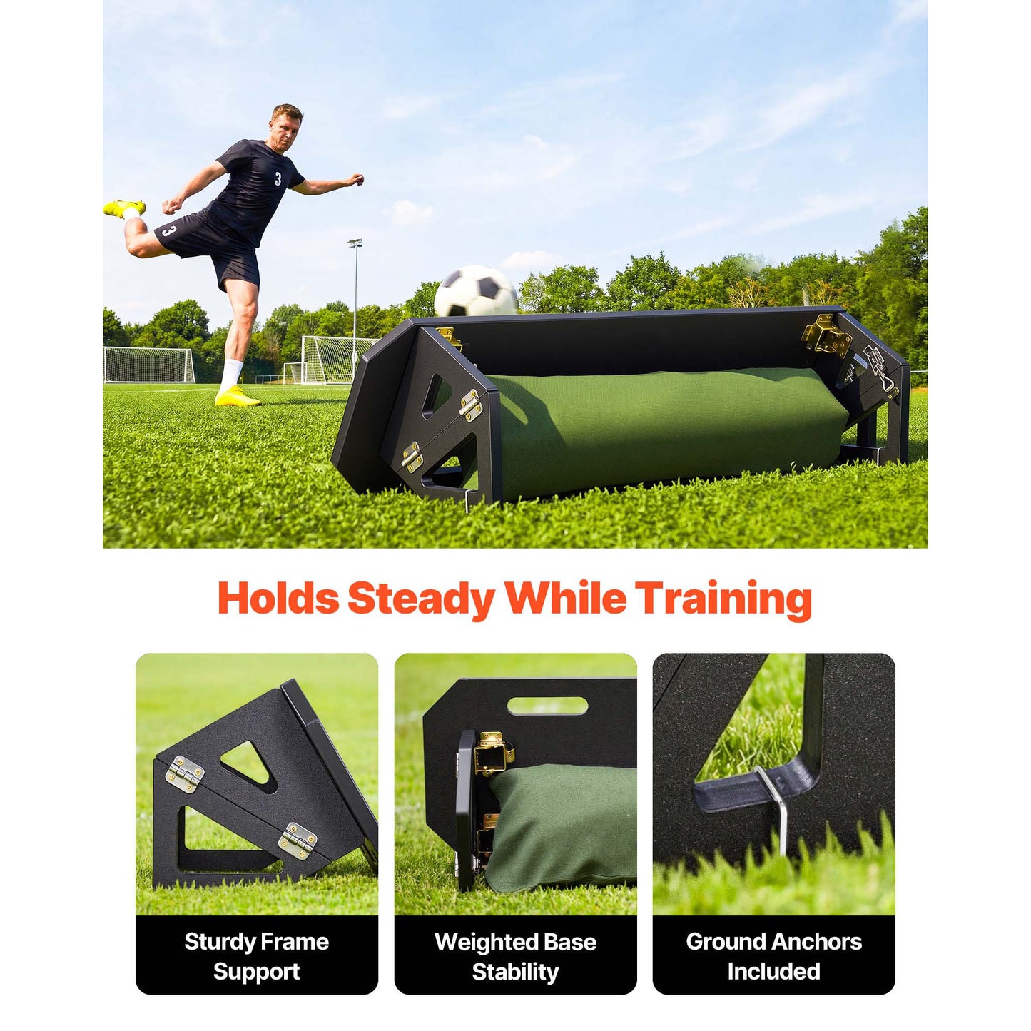 Portable Soccer Rebounder Wall 40x12 inches, Adjustable Angles, Ball Passing & Reaction Trainer