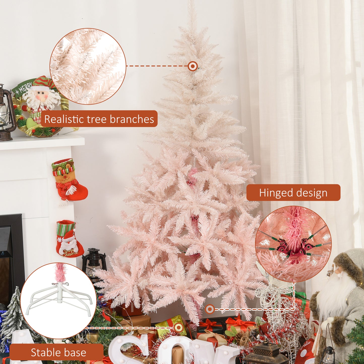 7ft Unlit Pink Spruce Artificial Christmas Tree with 1000 Tips
