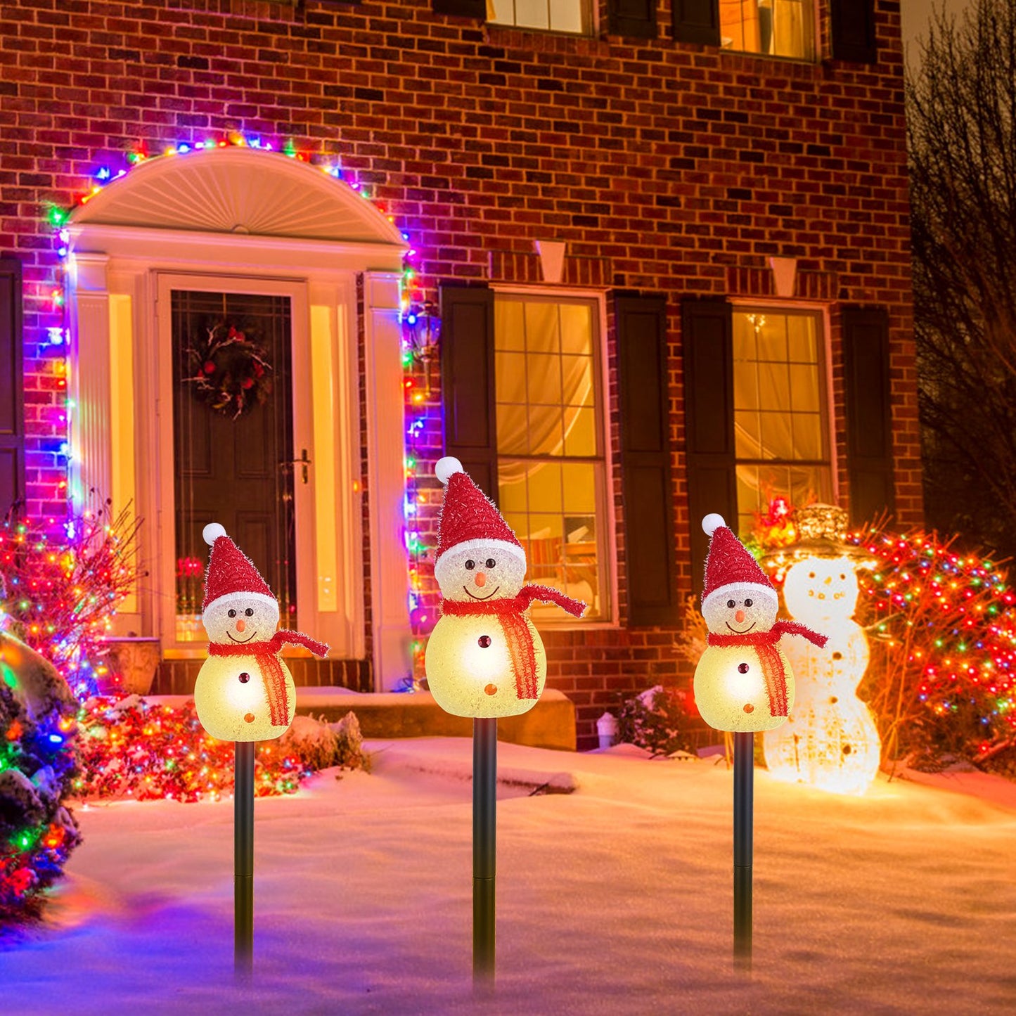 Solar Snowman Stake Light - Warm White LED Outdoor Christmas Decor