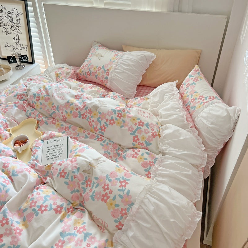 Pastoral Floral Bedding Set with Sheets and Pillowcases - Cotton Comfort