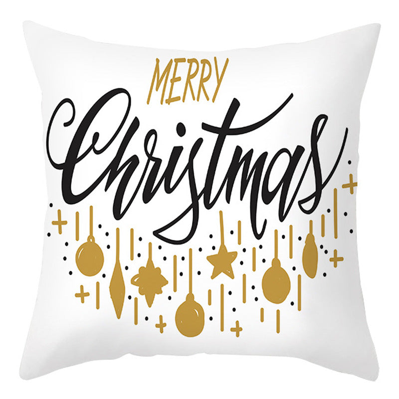 Christmas Pillow Cover Cartoon Letter Print Cushion Cover for Sofa & Office