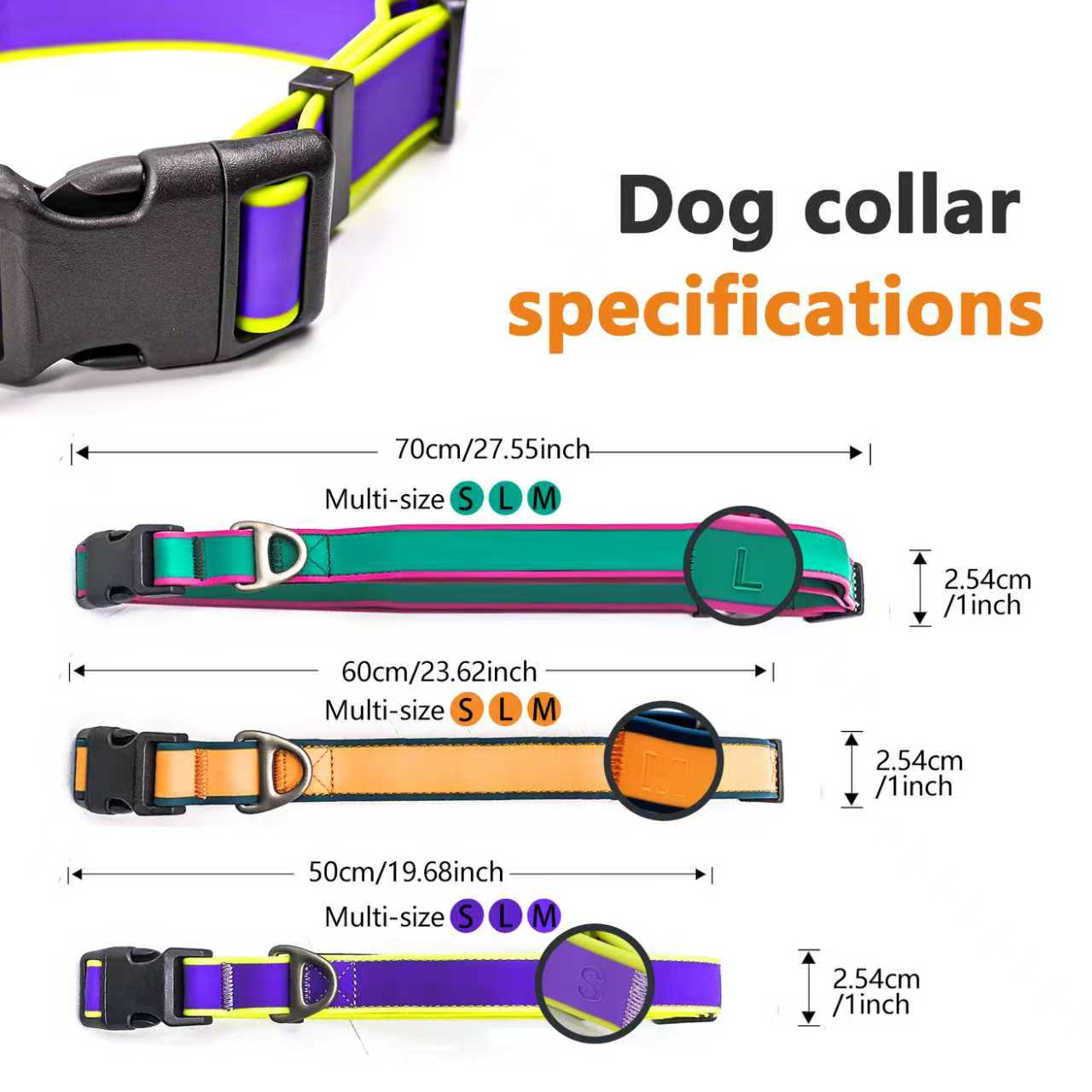 Dog Tactical Collar with Bright Colors Waterproof Wear-Resistant Adjustable Dog Leash