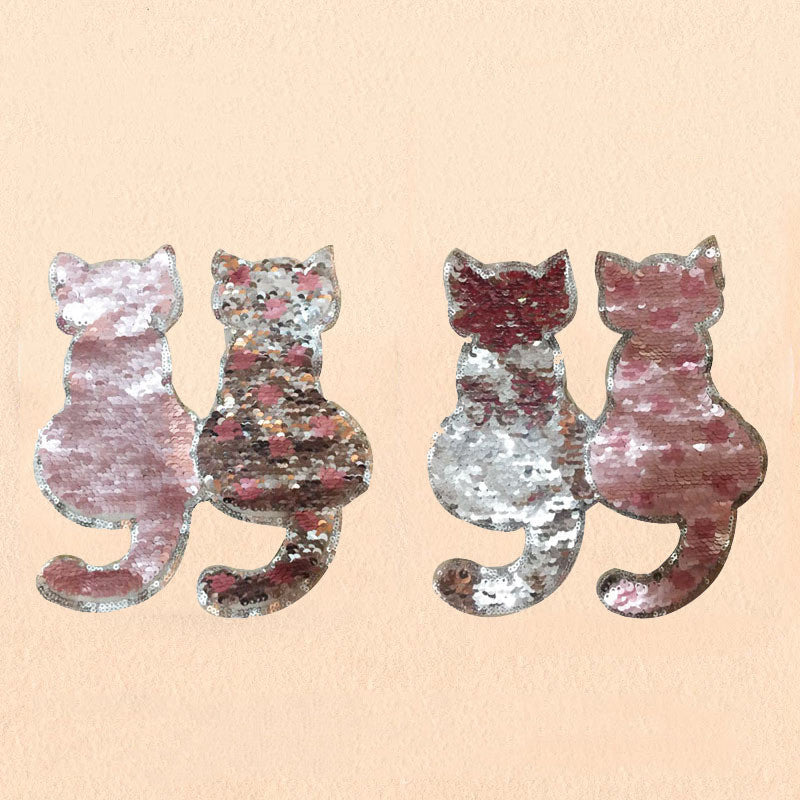 Reversible Sequined Animal Cloth Patch Embroidery Lace Accessories - Multi Color