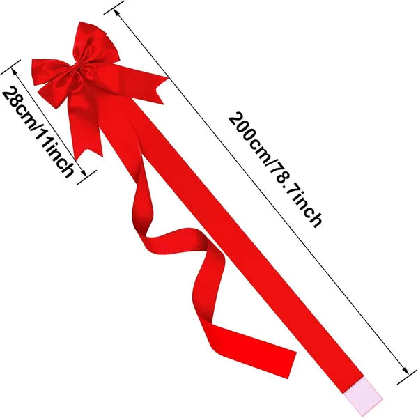 Large Red Christmas Ribbons & Bows - 8 Pcs for Decor