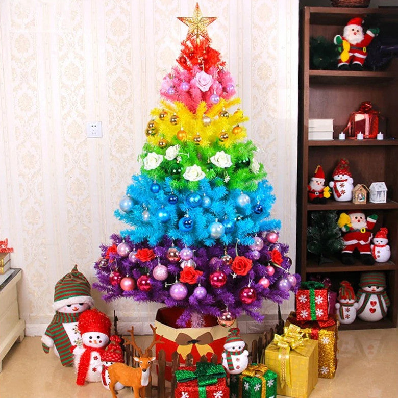 60cm Rainbow Christmas Tree with 70 PVC Branches - Colorful Holiday Decor