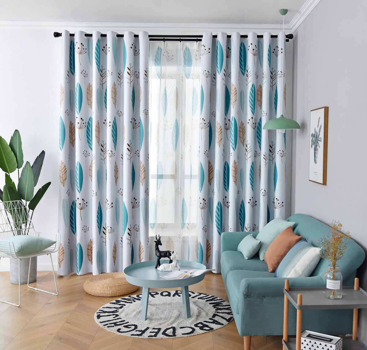 Nordic Style Leaf-Shading Curtain for Bedroom & Living Room - Modern Home Textile