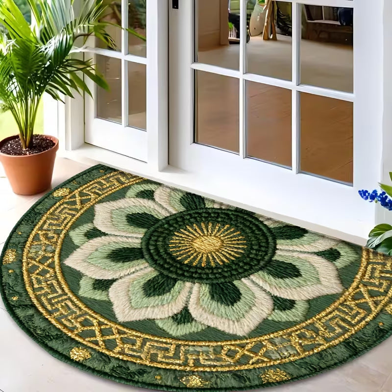 Crystal Velvet Semi-Circular Anti-Fouling Floor Mat - Multiple Sizes & Styles