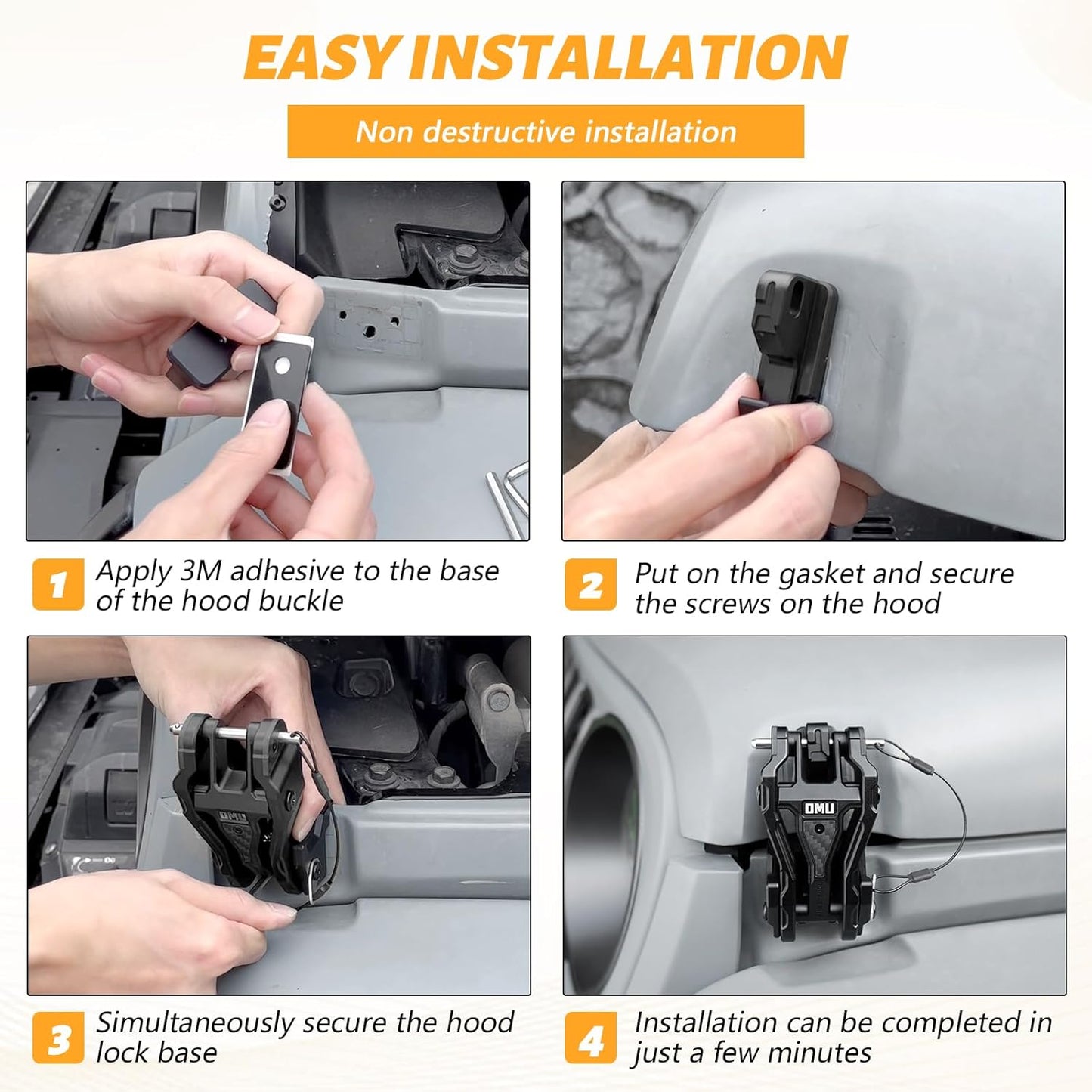 Heavy-Duty Hood Lock Upgrade for 2018-2026 Jeep Wrangler JL & Gladiator JT - Black