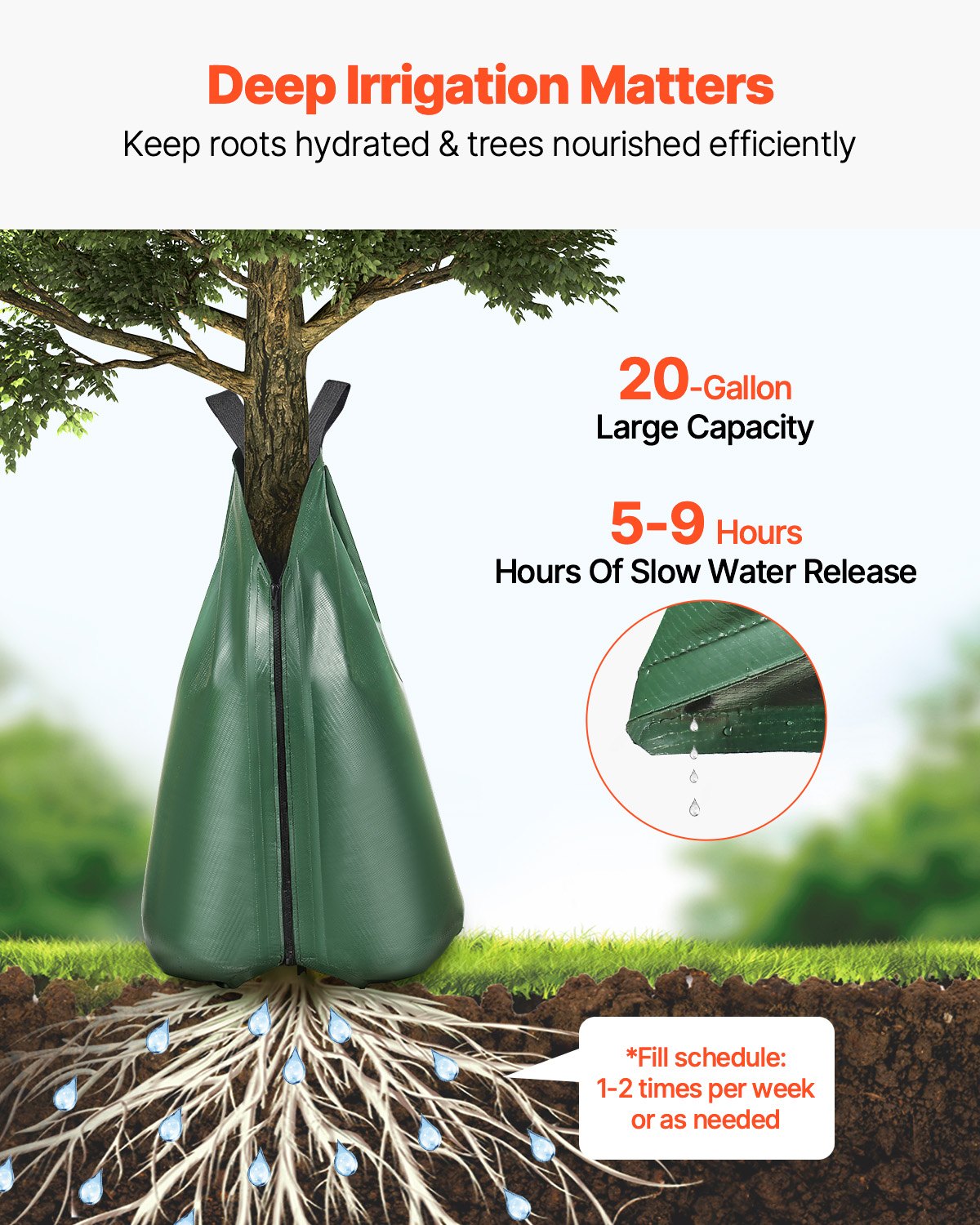 Tree Watering Bag 3 Pack 20 Gallons - Slow Release Drip Irrigation for Deep Root Watering