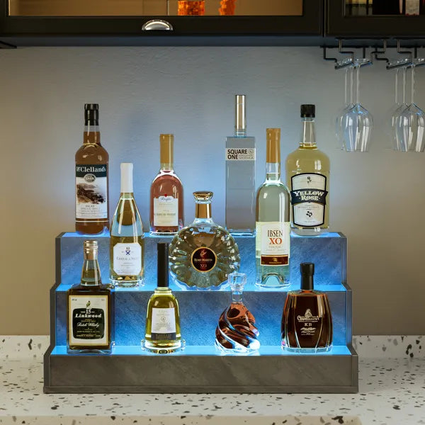 LED Lighted Liquor Bottle Display Shelf, 24 Inch Bar DIY Illuminated