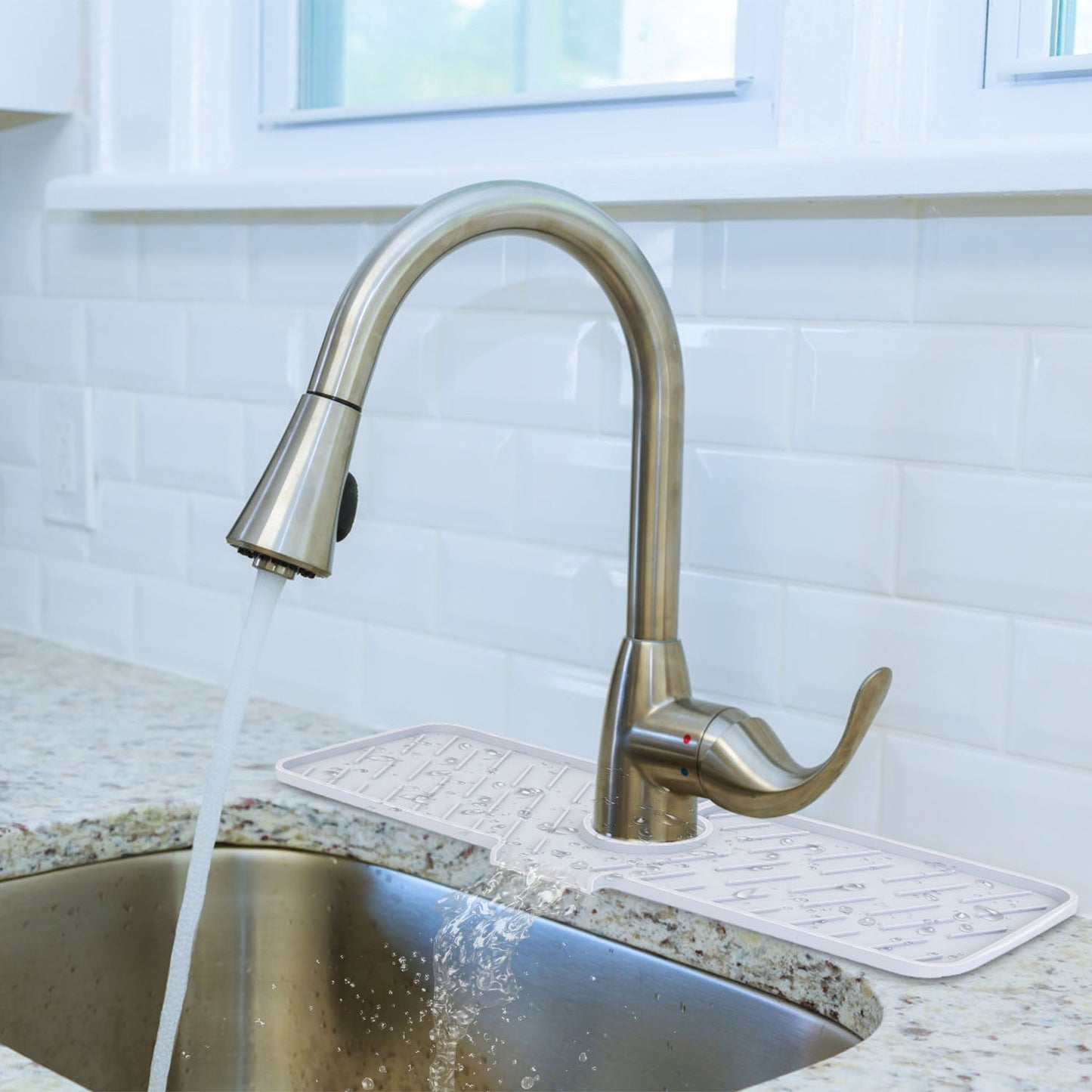 Silicone Faucet Mat - Kitchen Sink Splash Guard & Drip Catcher