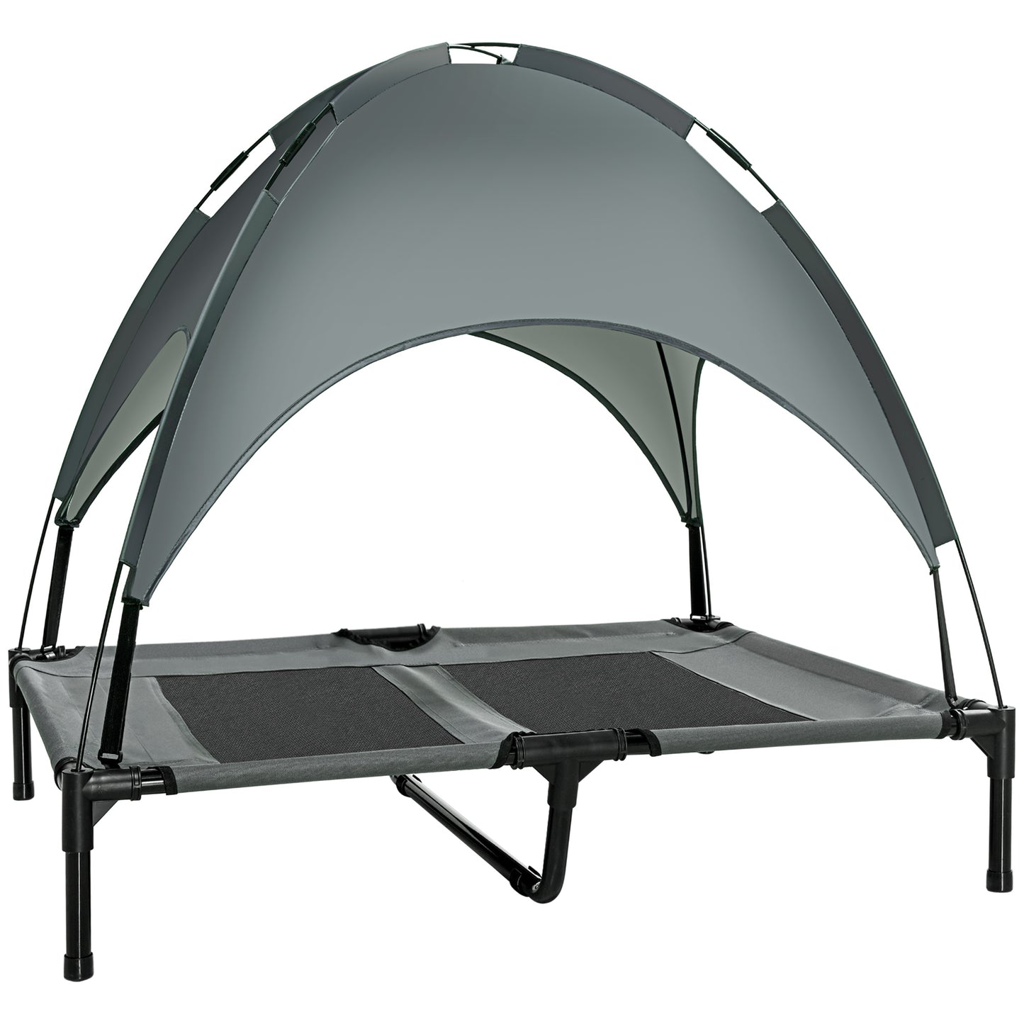 Large Elevated Dog Bed with Removable Canopy - Outdoor Pet Cot 36 Inch Gray