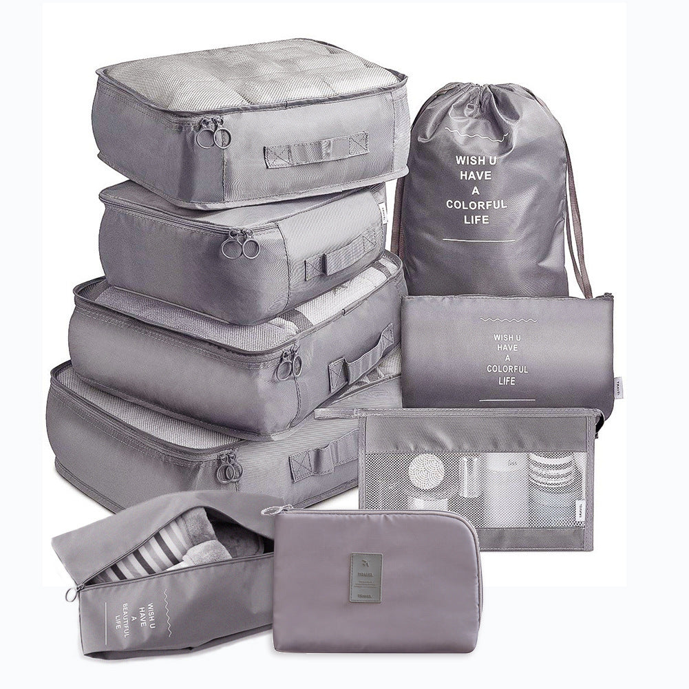 9-Piece Thickened Twill Travel Storage Bag Set for Shoes Clothes Toiletries