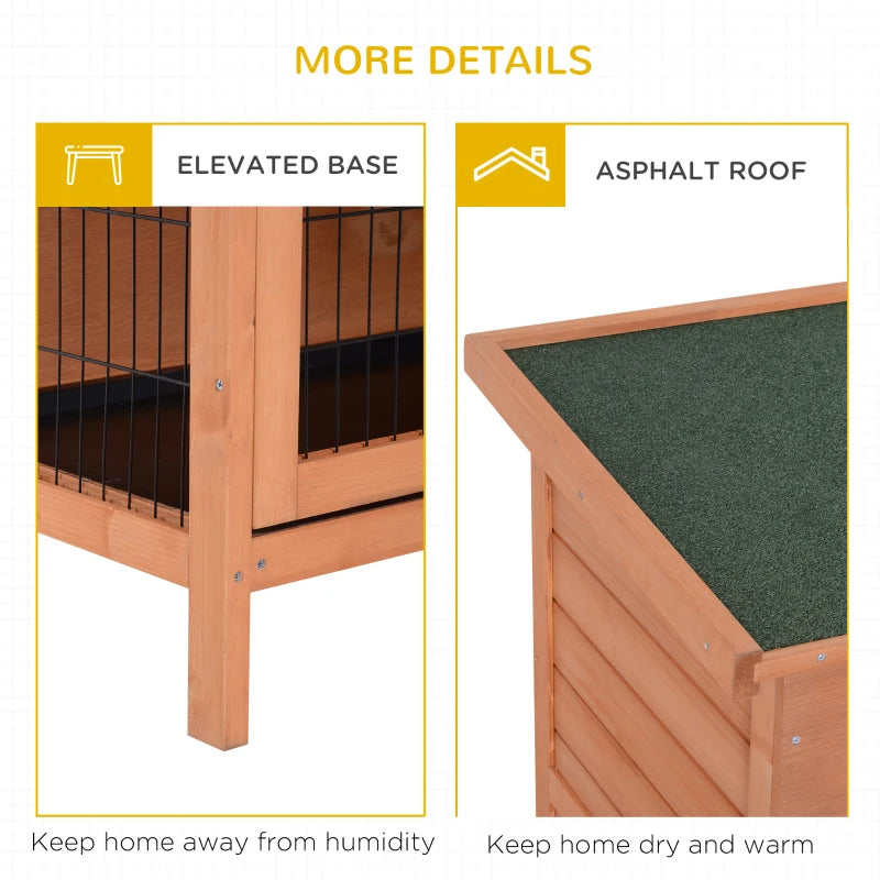 Large 2-Story Wooden Rabbit Hutch with Lockable Doors Waterproof Roof