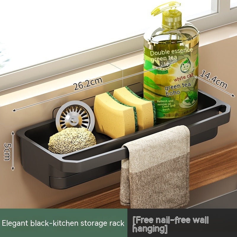 Kitchen Sink Storage Shelf with Detachable Rag Rack - Multi-Purpose Organizer
