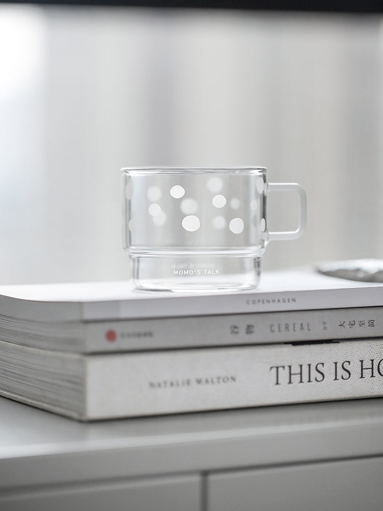 High Temperature Resistant Glass Cup - Clear Drinkware with Dot & Cross Patterns