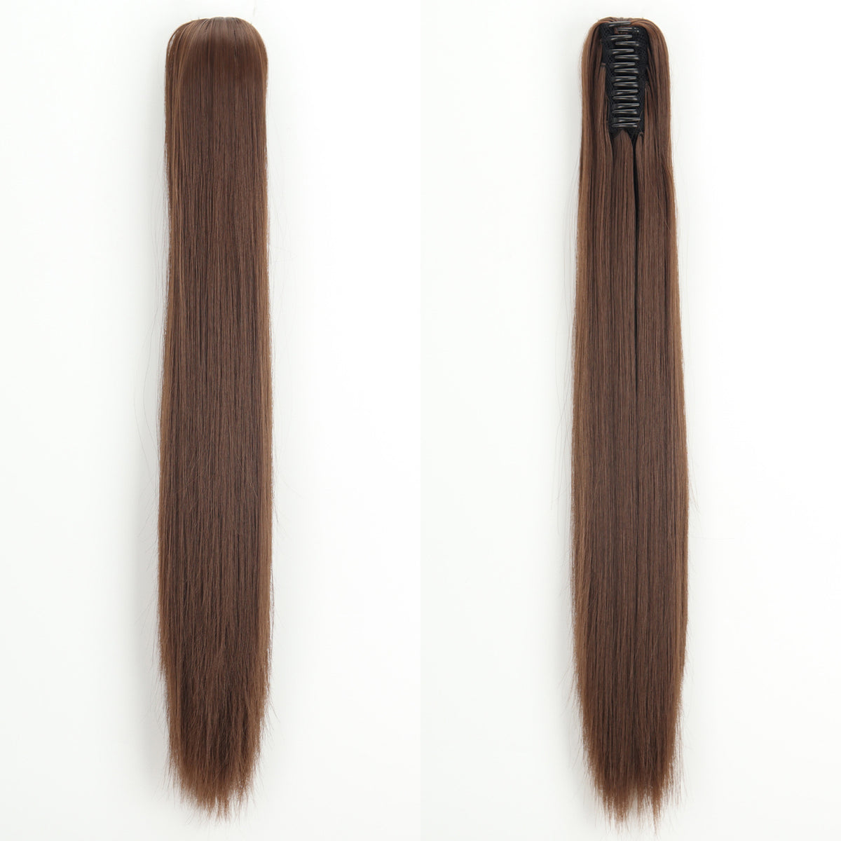 Long Straight Synthetic Wig with Ponytail Claw Clip - Chemical Fiber Hair Extension