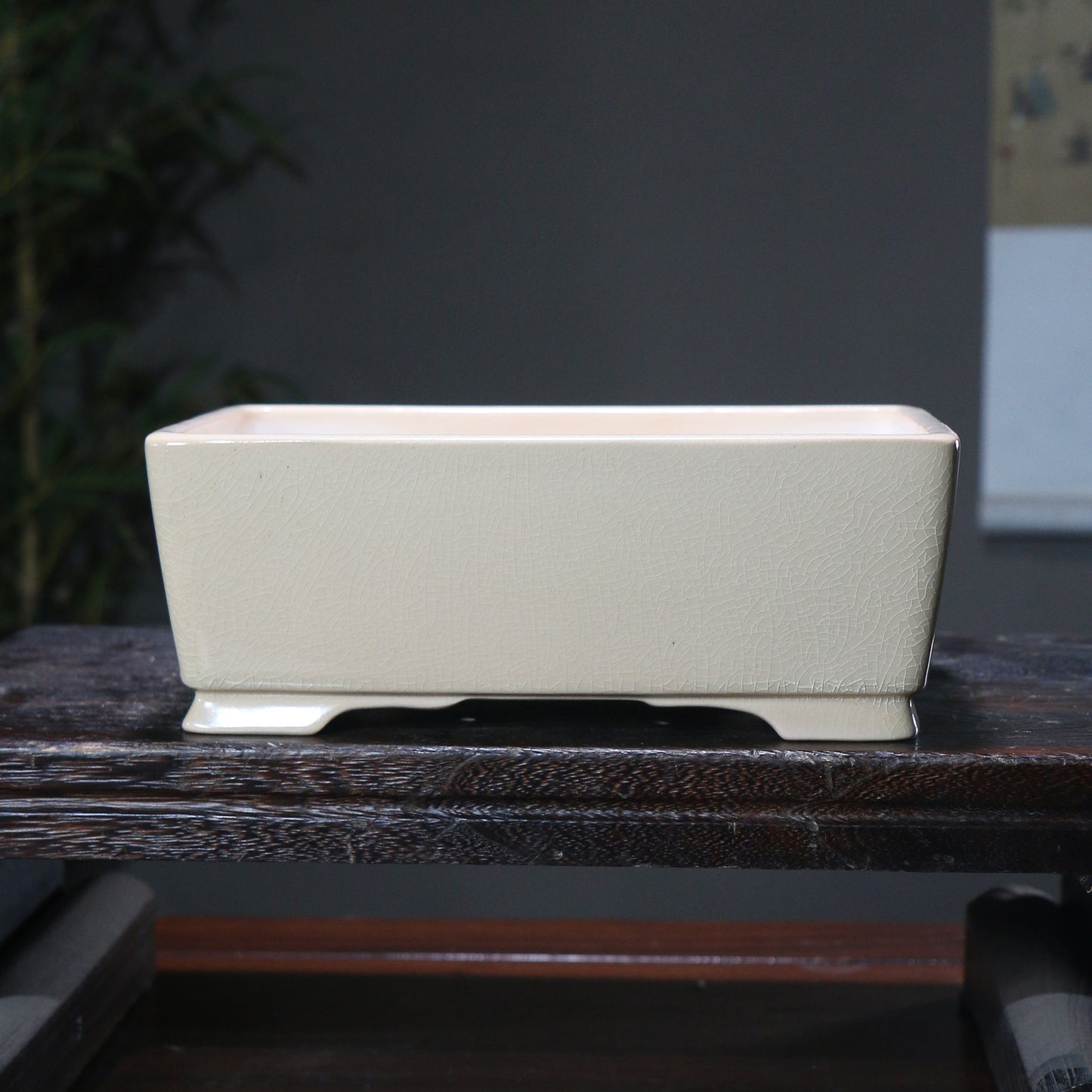 Ceramic Rectangular Flower Pot with Glazed Finish - Zen Style Garden Planter