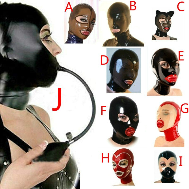 Latex Mask Zipper Cosplay Headgear for Adults - Multiple Styles