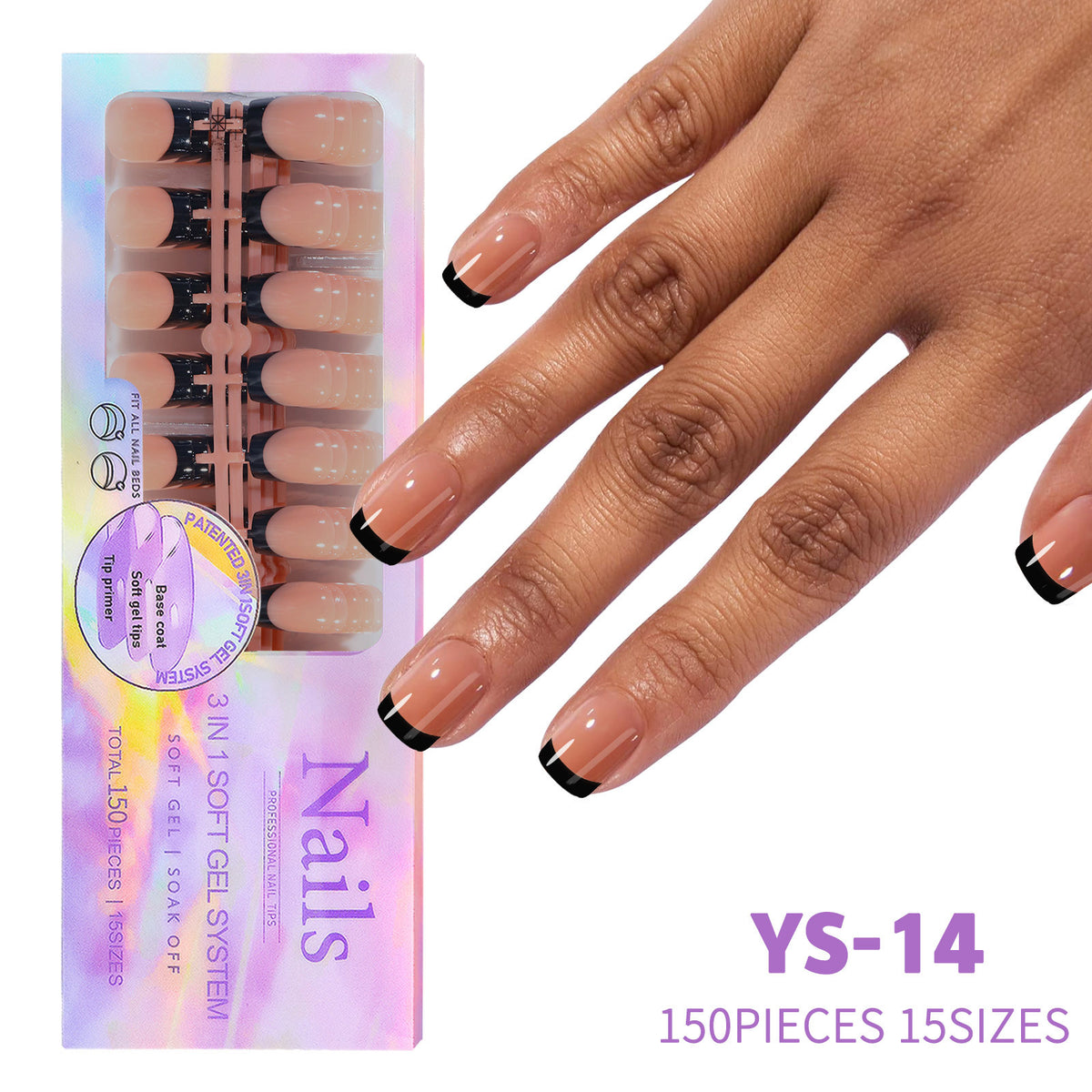 Black Nail Wraps - Seamless, Removable Nail Art Stickers for Ladies