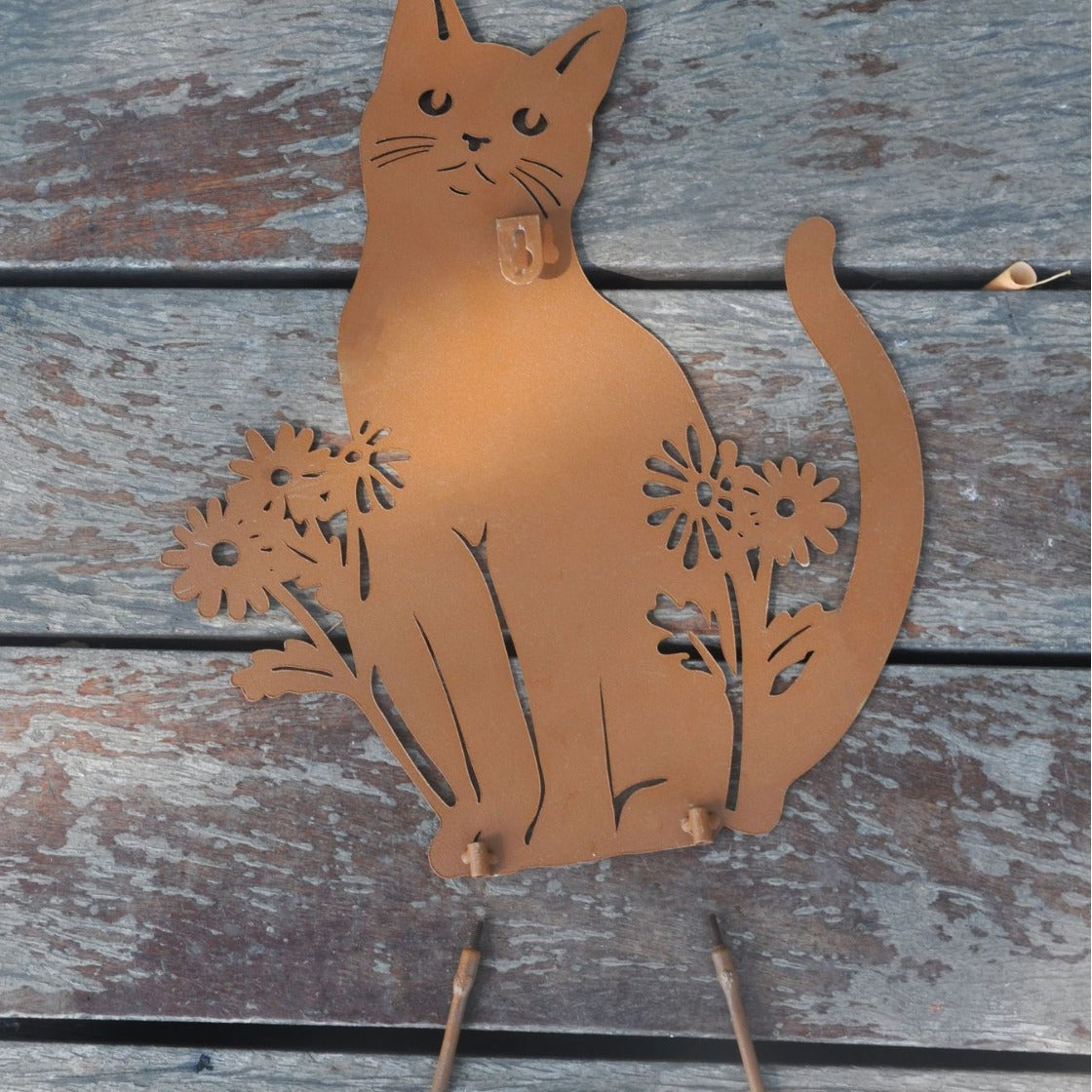 European-Style Pastoral Iron Kitten Flower Holder Garden Wall Decor