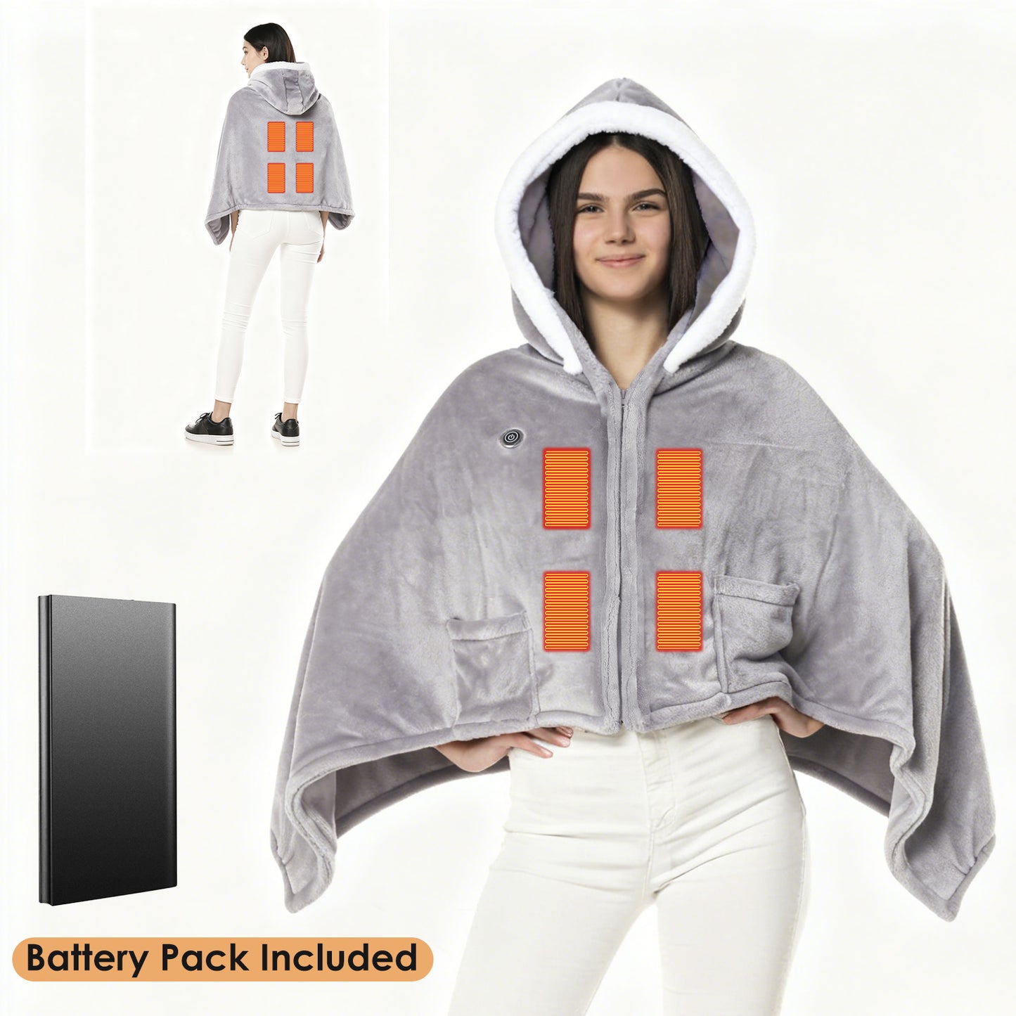 Heated Throw Blanket with 20000mAh Power Bank - Portable Electric Wrap for Women Men
