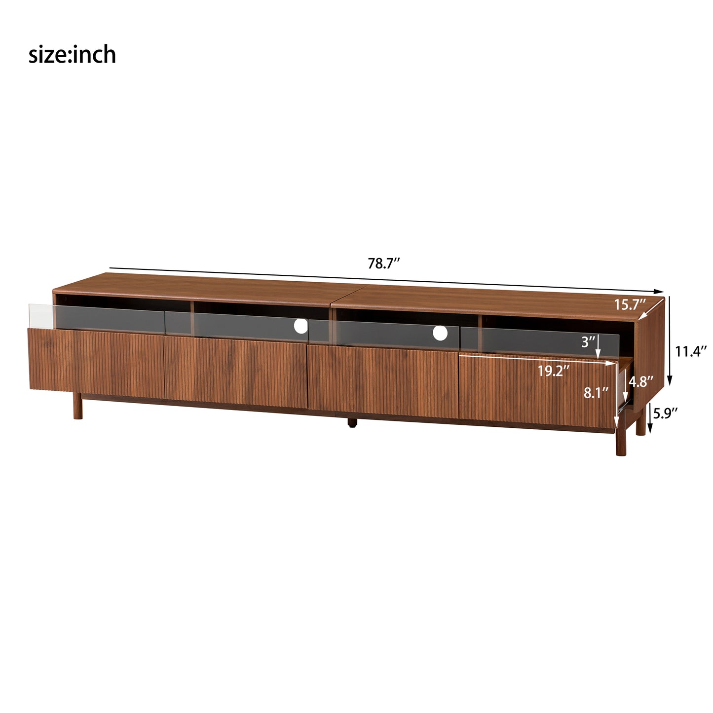 78-Inch TV Stand for Living Room - Modern Entertainment Center