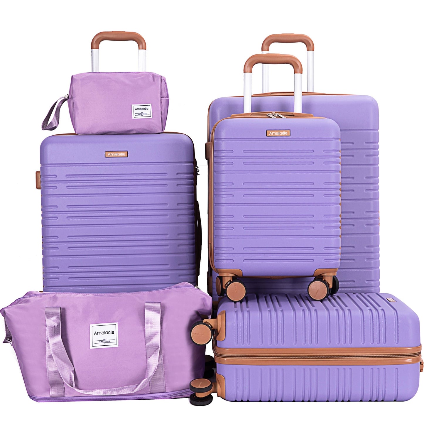 6 Piece Luggage Set, ABS Hard Shell Travel Suitcase With TSA