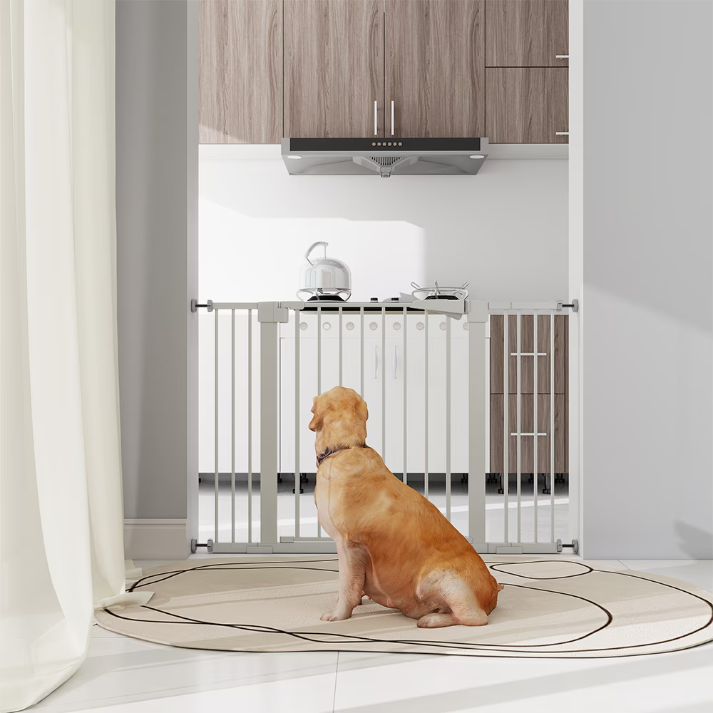 White Child Safety Gate for Baby Door Barrier with Extensions - Baby & Pet Gate