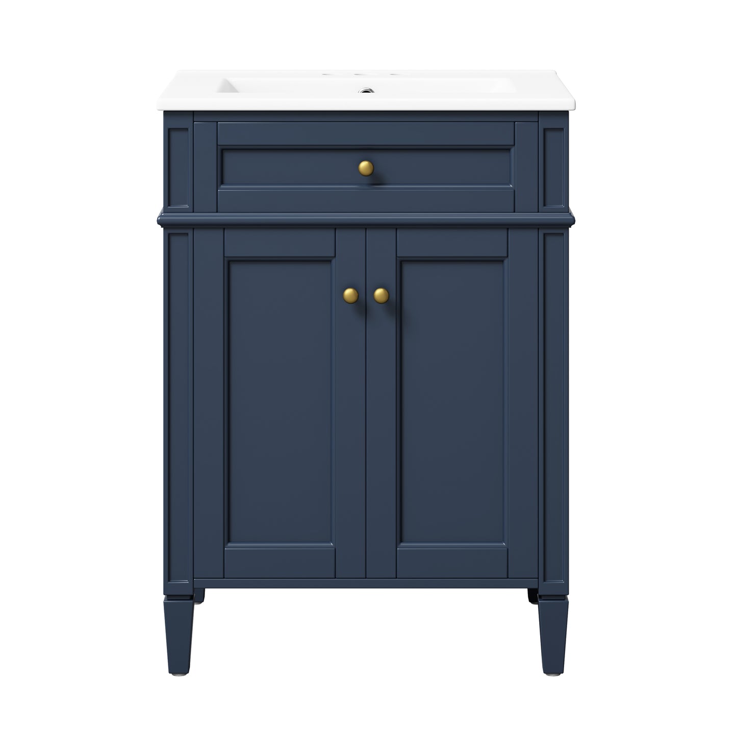 24" Blue Bathroom Vanity with Soft-Close Doors & Storage Drawer