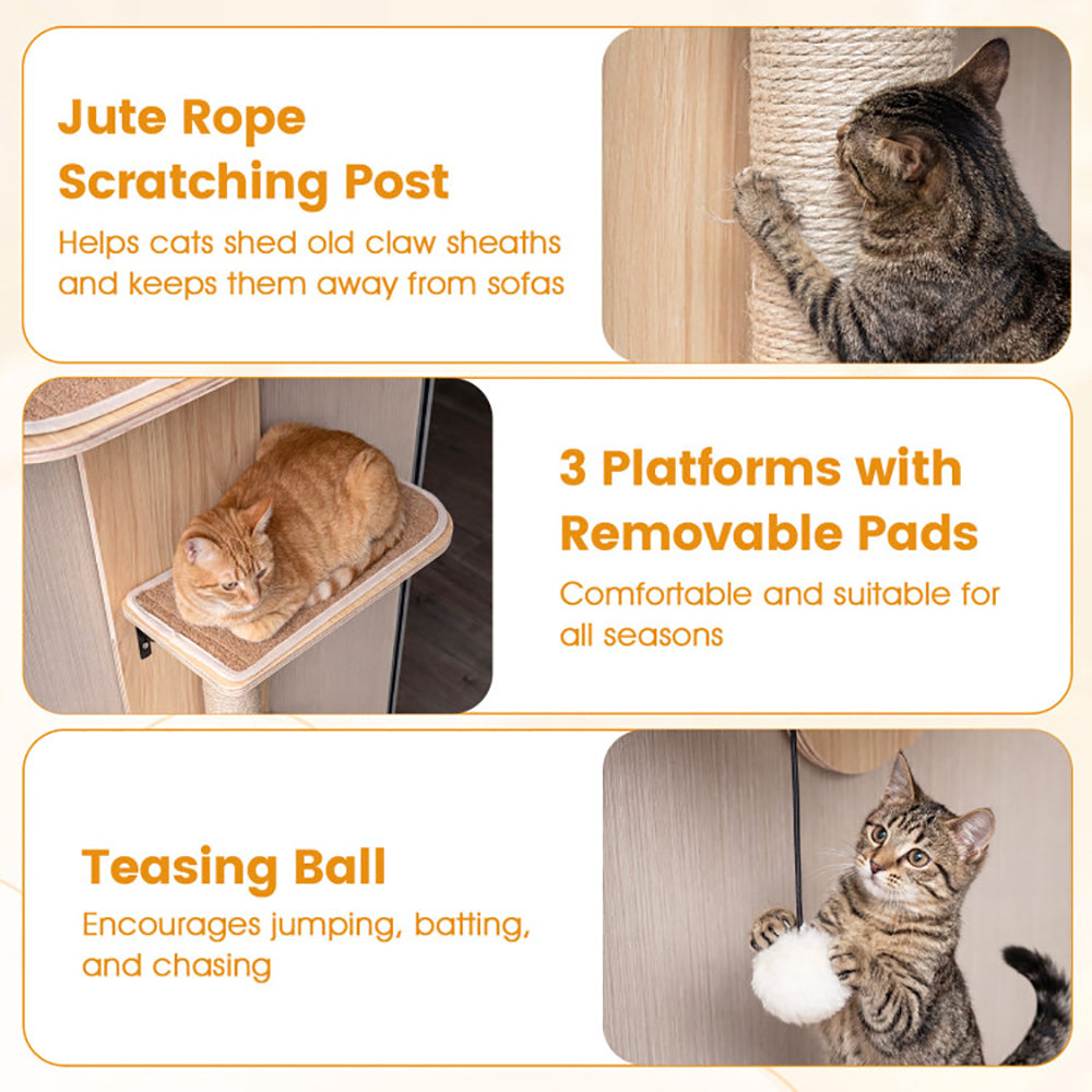 Door Hanging Cat Climber with Plush Bed and Jute Scratching Post - Adjustable Multi-Level Pet Toy Set