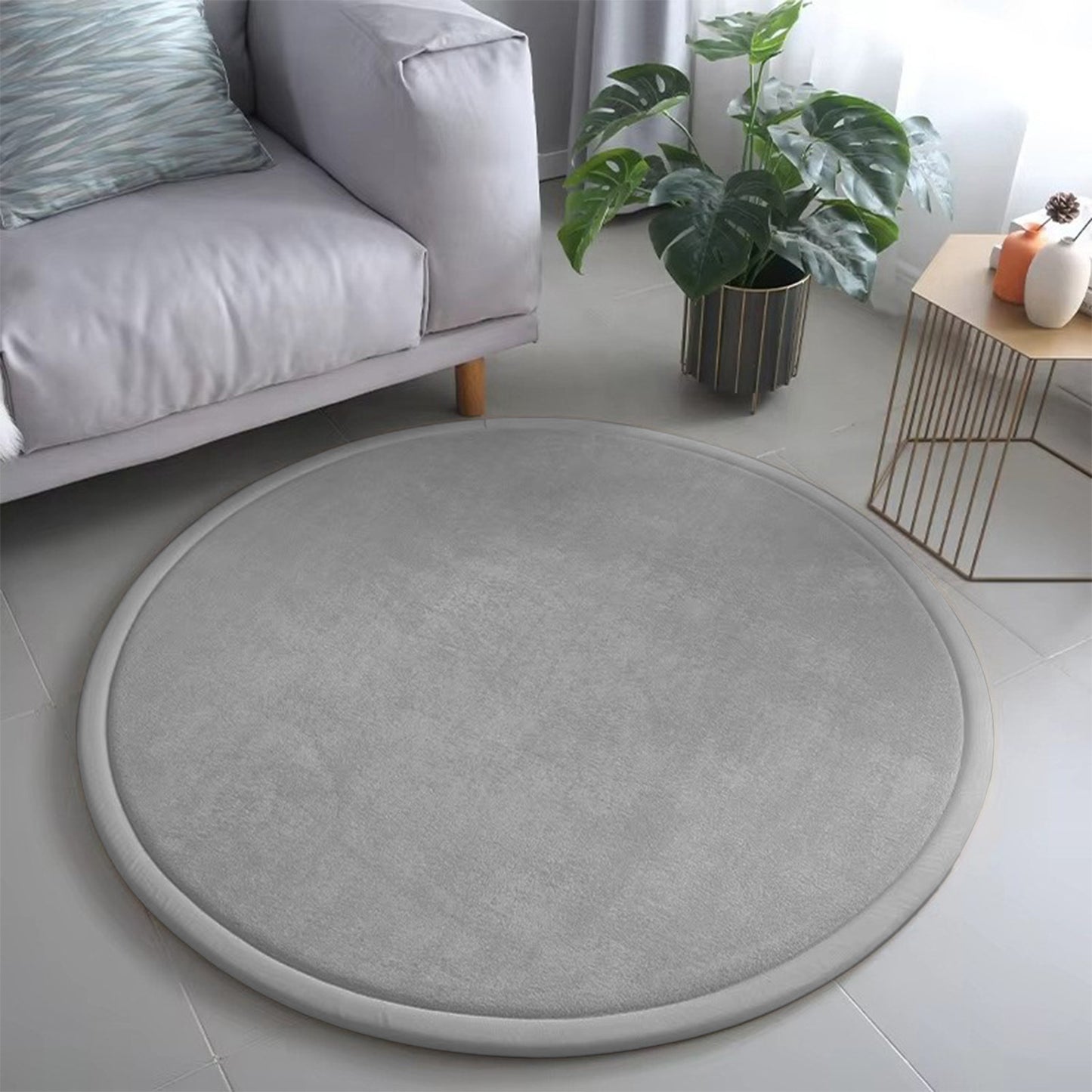 Round Thickened Polyester Floor Mat - Modern Minimalist Home Decor