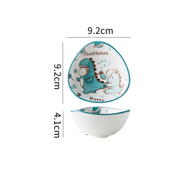 Cartoon Ceramic Dish Set with Dinosaur Pattern - Kitchen Tableware Collection