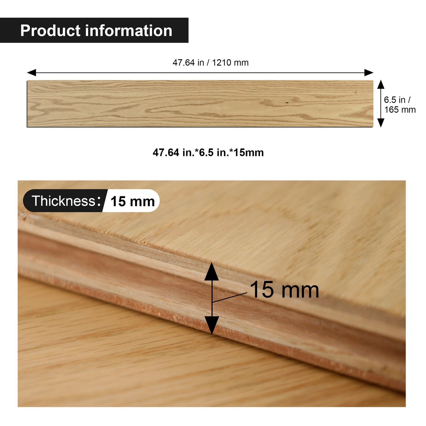 Tongue and Groove Engineered Hardwood Flooring - Natural Wood, Set of 2