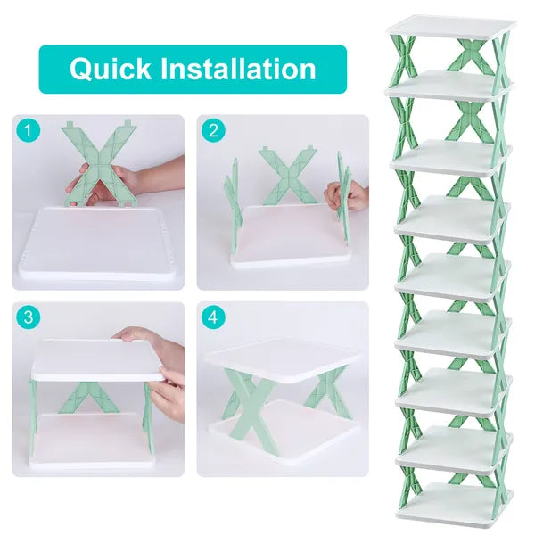 9Tier Narrow Entryway Shoe Rack Plastic Vertical Organizer Space