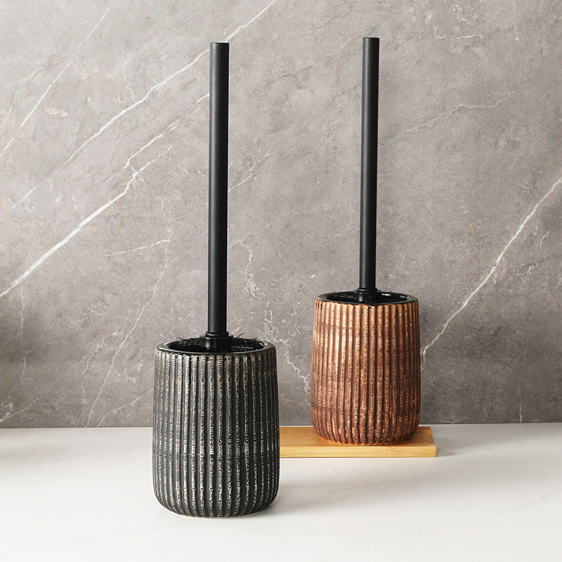 Removable Home Toilet Brush with Ceramic Holder - Light & Dark Colors
