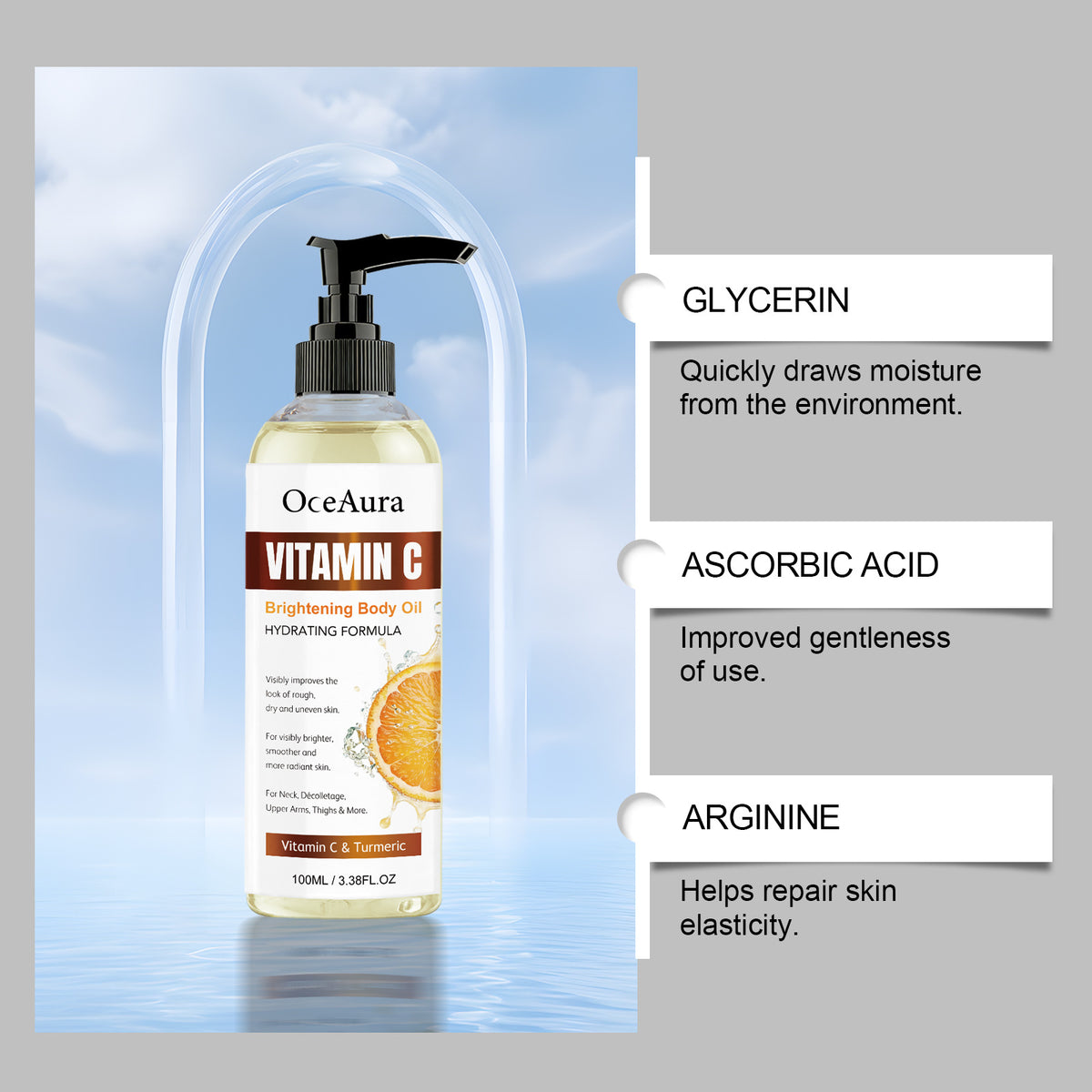 Vitamin C Body Oil - Moisturizing and Smoothing Skin Care for All Skin Types 100ml