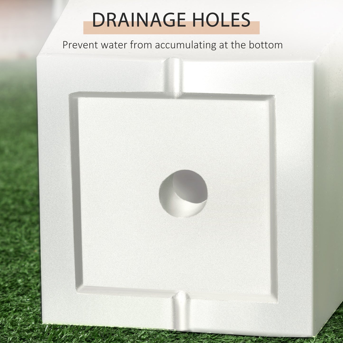 Outdoor Plant Pot Set with Drainage Holes - Large White Garden Planters, Stackable, 18in & 22in