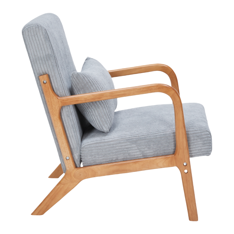 Mid-Century Modern Upholstered Accent Chair - Light Gray