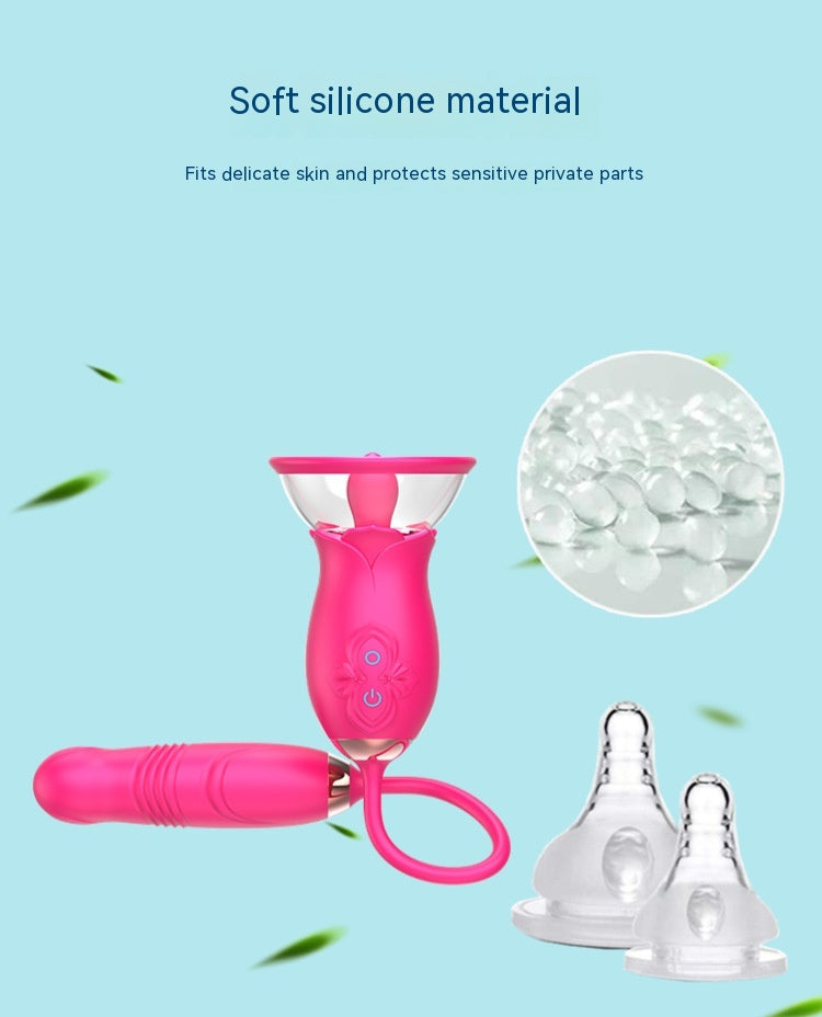 Double-Headed Sucking Tongue Licking Vibrator Device - Electric Silicone Adult Wellness