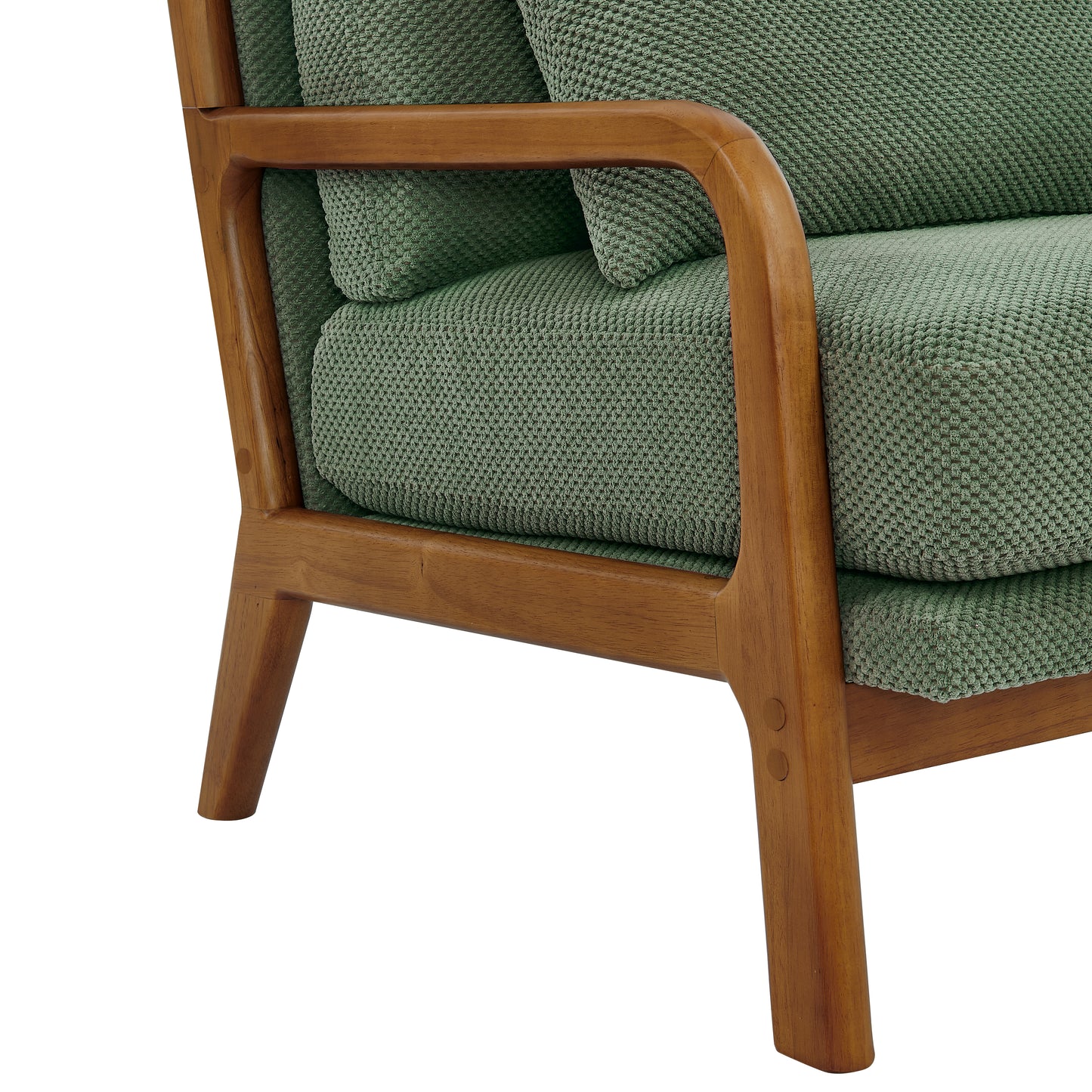 Mid-Century Modern Wooden Lounge Chair - Dark Green