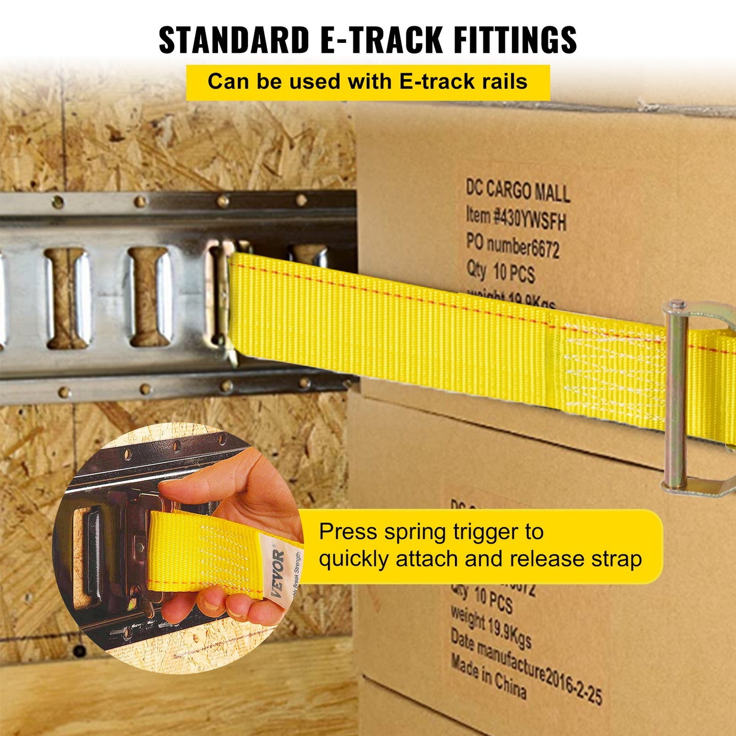E-Track Ratchet Straps 18PCS 2x15FT Heavy Duty Tie-Downs Waterproof Polyester Cargo Straps Yellow