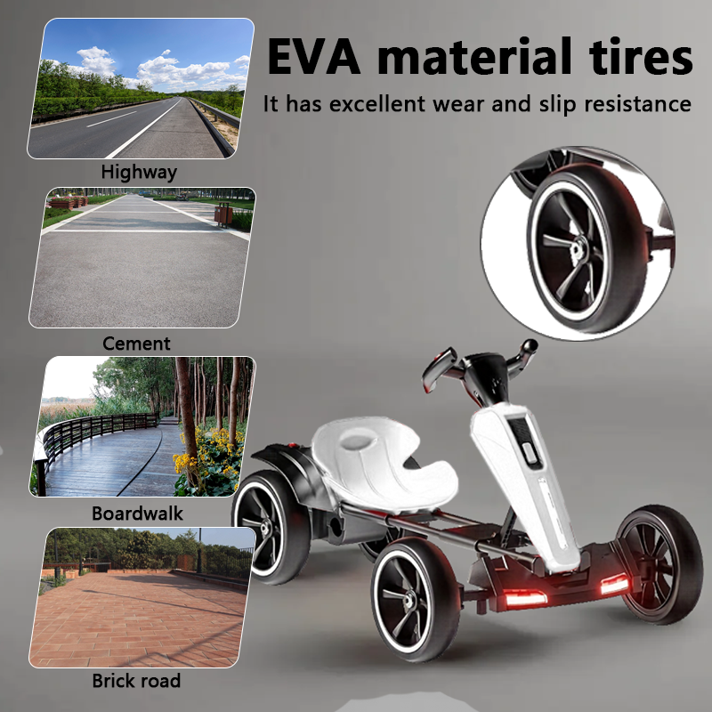 12V Electric Kids Pedal Go Kart with Adjustable Seat - White