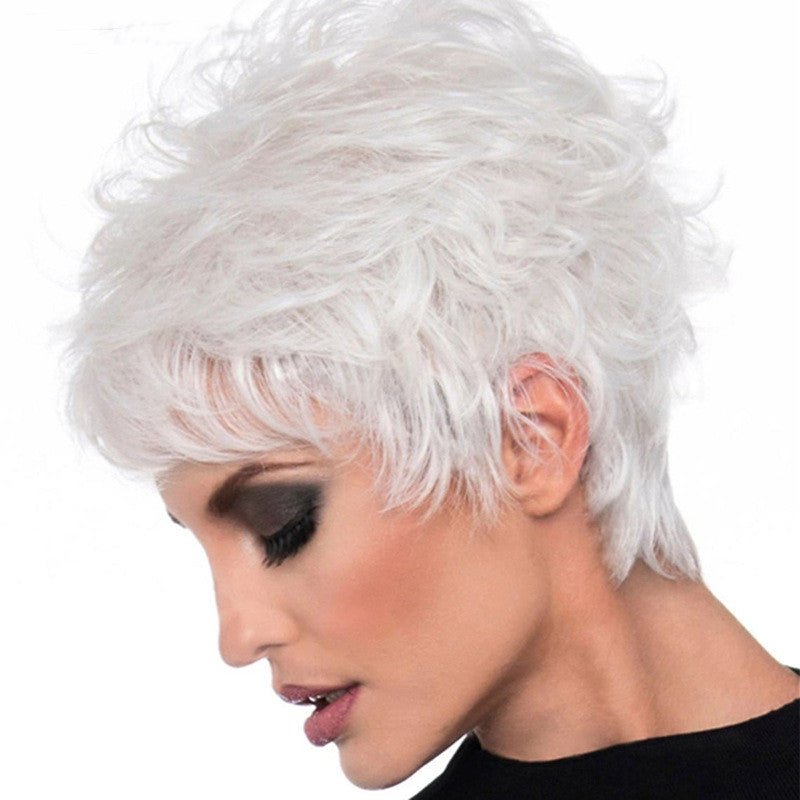 White Synthetic Cosplay Wig - 6inch Short Length