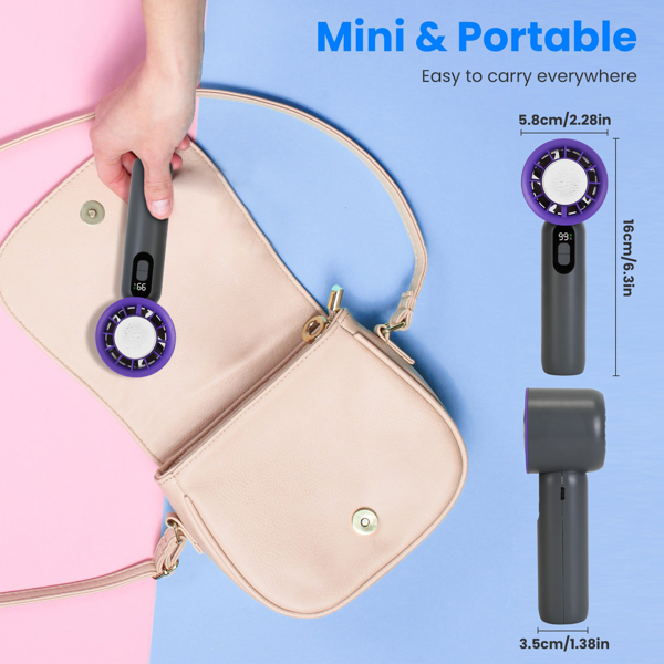 Portable Handheld Cooling Fan with Superconducting Ice Pack - Grey