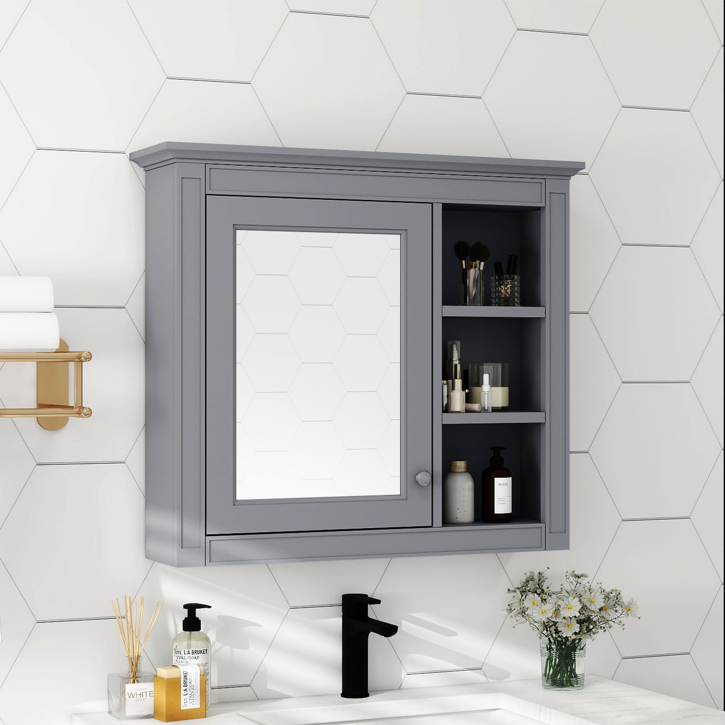 30 X 28 Medicine Cabinet, Wall Mounted Bathroom Storage Modern