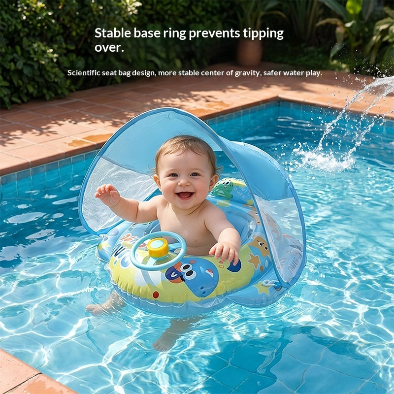 Inflatable Detachable Sunshade Swimming Ring for Kids - Pool & Water Fun