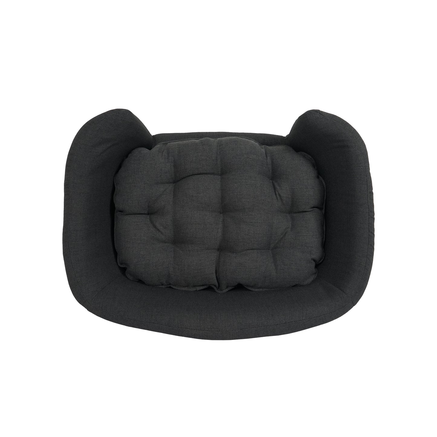 Small Dog Elevated Bed Frame with Rubber Wood Legs and Plush Fabric, Dark Gray