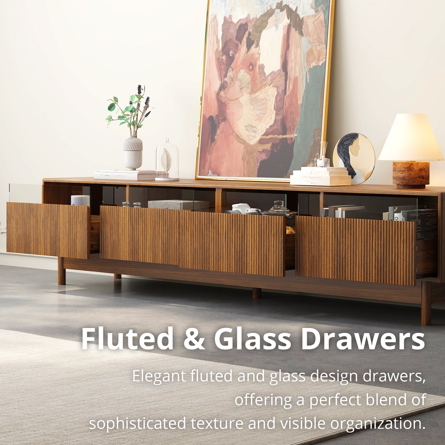 78-Inch TV Stand for Living Room - Modern Entertainment Center